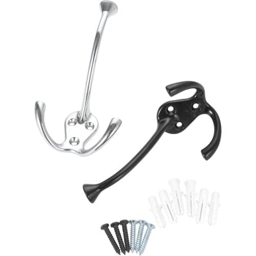 1set Wall Hook Black/Silver White Hanger Double Heads Retro Zinc Alloy Branch Mount Hanging 110mmx70mm w/screws Bathroom Kitchen