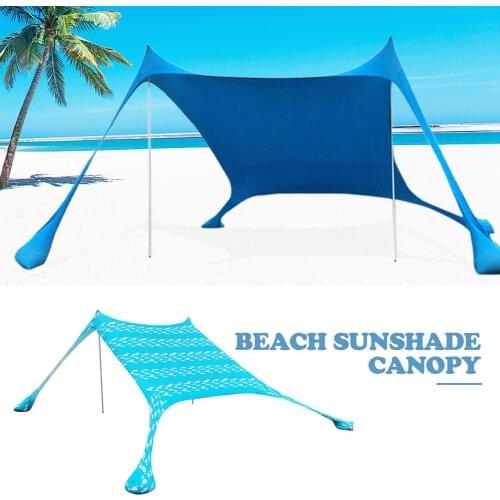 Beach Tent Canopy Sun Shade UPF50+ Pop Up Sun Shelter With Poles Beach Umbrella Sunshade Tourist Tent Camping Accessories