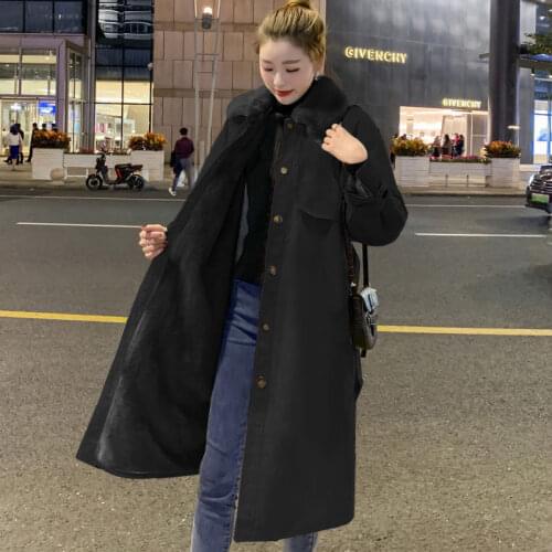 2021 New Plus Size Womens Winter Coats Korean Loose Mid-Long Plus Velvet Windbreaker Thick Padded Jacket Tooling Jacket Parkas