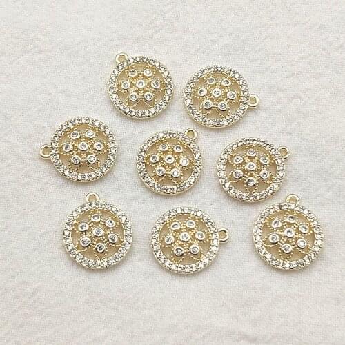 New arrival! 16x14mm 50pcs Cubic Zirconia Round Charm for Handmade Necklace Earring DIY Parts Jewelry Findings & Components
