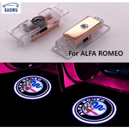 2Pcs New fashion LED Car Door Welcome Light Logo Projector fit for Alfa Romeo Giulia Giulietta Mito Stelvio Brera 147 156 159