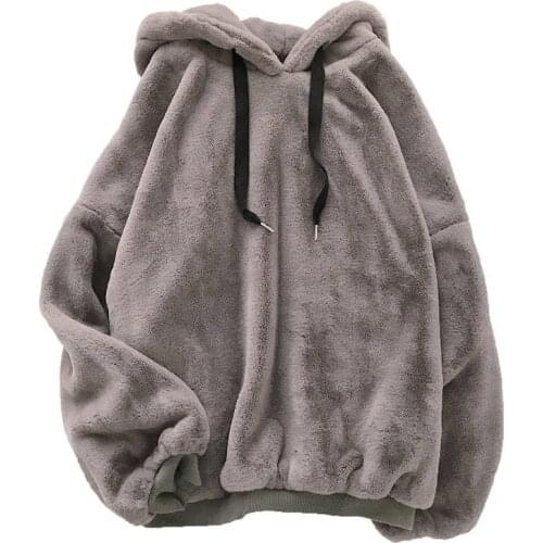 2020 Autumn And Winter Women Faux Fur Warm Long Hoodies Female Fashion Style Hooded Casual Style Sweatshirt