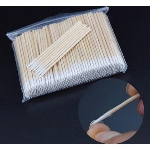 300PCS Short Wood Handle Small Pointed Tip Head Cotton Swab Eyebrow Tattoo Beauty Makeup Color Nail Seam Dedicated Dirty Picking