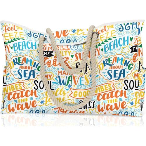 Handbag Oxford Cloth Beach Bag Summer Hot Sale Large Capacity Shoulder Bag Blue and White Stripes Waterproof Travel Bag Vacation