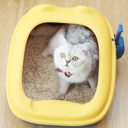 Pet Toilet Semi-Enclosed Bedpan Anti Splash Cat Litter Box With Scoop Kitten Dog Clean Toilet Home Plastic Sand Box Pet Supplies