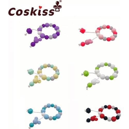 Baby Teether Silicone Beads Teether Natural Teething Grasping Toy Silicone Bracelet Toddler Teether Newborn DIY Baby Gift