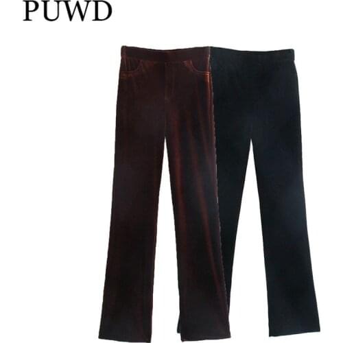 Женские бархатные брюки PUWD China At AliExpress