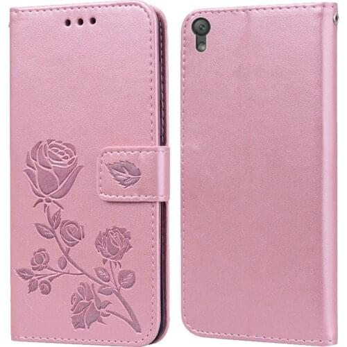 Luxury Leather Flip Book Case for Sony Xperia L1 / E6 G3311 G3312 G3313 Rose Flower Wallet Stand Case Phone Cover Bag coque