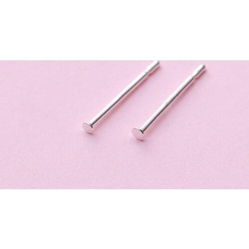 066C 100pcs/lot 925 Silver 12.2MM Length Blank Earring Pin Needle with 1.4mm Flat Head for DIY Earring Jewelry Making Finding