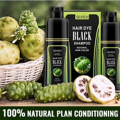 Sevich Black Hair Color Shampoo Instant Make Grey White Hair Darkening and Shiny Plant Essence Black Hair Color Dye Shampoo