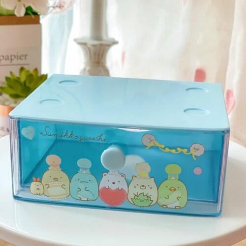 Cute Anime Creative Cosmetic Box Cartoon Stars Cute Drawer Storage Makeup Case Girls Kawaii Desktop bedroom Plastic Organizer