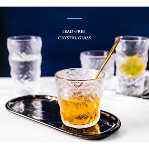 Japanese Style Glacier Pattern Glass Cup Tea Coffee Mug Ice Beer Cup Heat Resistant Insulated Glass Cup Creative Milk Juice Mug