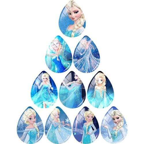Disney Cartoon Frozen 18x25mm Handmade Teardrop-shaped Glass Cabochon Dome Flat Back Jewelry Production Results