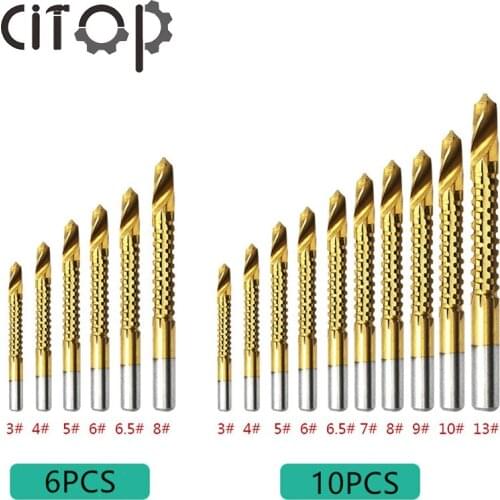 Citop 3mm-8mm HSS Titanium Plating Round Shank Hole Drill Bit For Pull Slot Punch Wood Reamer Cutting Slot Sawtooth Drills Bit