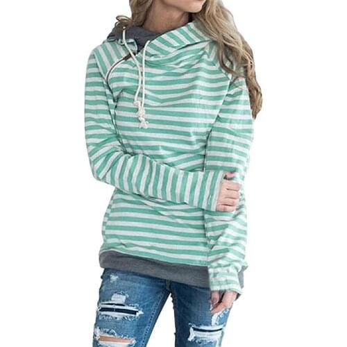 2020 Autumn Striped Sweatshirt Hoodies For Women Femal Sweatshirt Winter Zip Hoodie Women Hooded Sweartshirt Ladies Q077