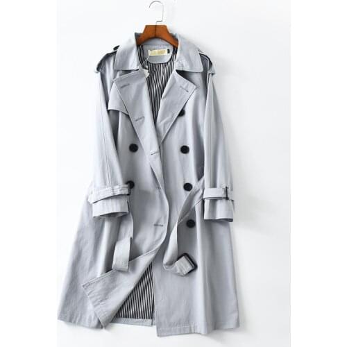 Trench Coats Spring Womens Long-sleeved Lapel Belt Light Cooked Wind Double-breasted Trench Coat Slim Windbreaker Female Z632