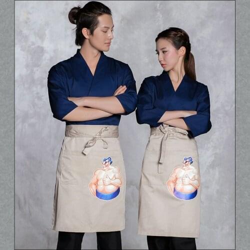 2018 Free Shipping Sushi Waiter Work Clothes Japanese Restaurant Chef Jacket Top Quality Hotel Receptionist Kimono
