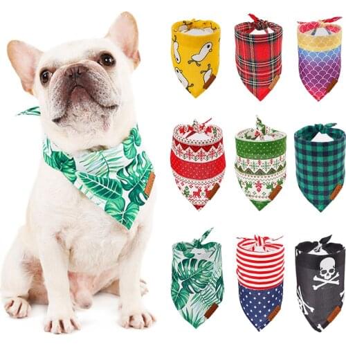 GLORIOUS KEK Dog Bandanas Cotton Pet Bandana Scarf for Small Medium Large Dog Cute Patterns Pet Neckerchief Adjustable Christmas
