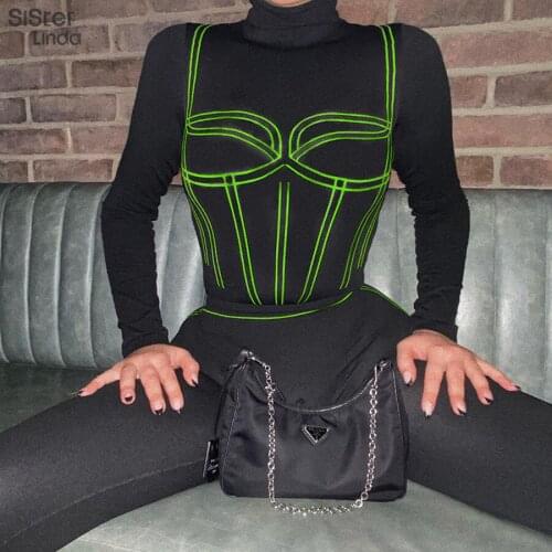 Sisterlinda Women Wild Line Stitching Slim Bodysuit+Skinny Leggings Matching Set 2021 Spring Street Activewear Two Piece Outfits