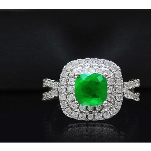2020 Fashion Glamour 6*6MM 1CT Square Cut Emerald For Women Adjustable Rings Wedding Festival Birthday Fine Jewelry Gifts
