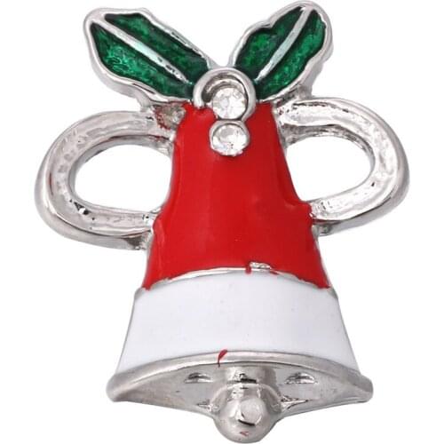 10pcs/lot New Snap Jewelry Christmas Bell Snap Buttons DIY 18mm Snaps Bracelet for Women Christmas Gift ZA3027A