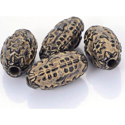 100 Pcs/Lot Fluted Corrugated Star Plating Acrylic Plastic Beads With Gold Lined Antique Design Oval Beads Diy Jewelry Making