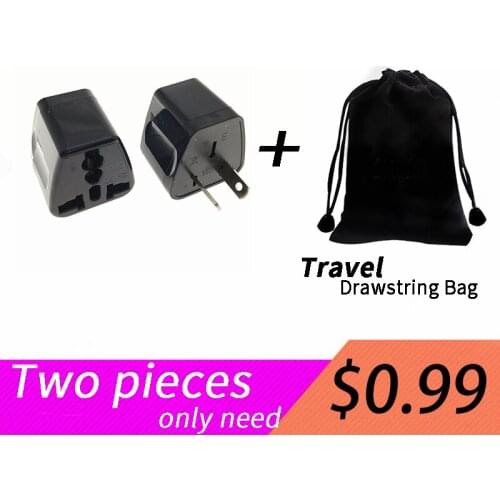 2PCS Australia to Universal US 2Pin Power Travel Adapter Electric Plug Converter Socket With Travel Drawstring Bag 10A/250V