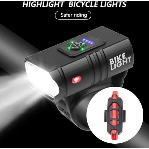 2pcs Bicycle Warning Light Waterproof T6 LED Mountain Bike Front Rear Flashlight Back Headlight Lamp Flashlight