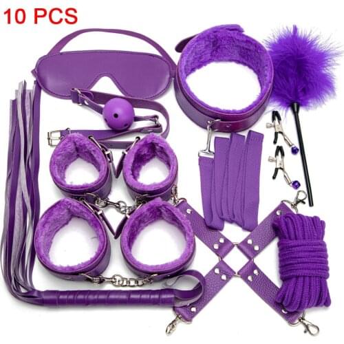 2021 New Sex Toys Sex Products EroticToys for Women Adults Games BDSM Sex Bondage Set Handcuffs Nipple Clamps Gag Whip Rope Sexo