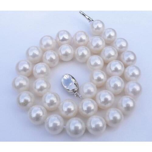 Free shipping 13-15mm natural pearl sweater FINE jewelry circle close to genuine bright light necklace