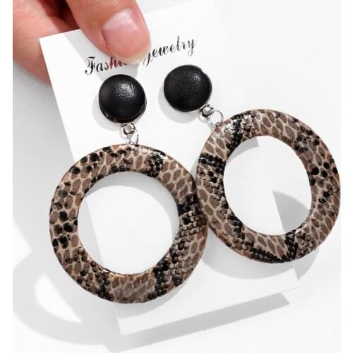 Big Earring fashion jewelry Printed rings for women Leather orecchini Ear femme Large Brinco Oorbellen Halloween