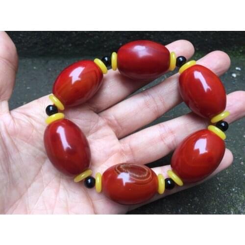 Natural texture Warring States red agate bracelet men bangles jadeite jade bracelets natural stone jade beads bangle