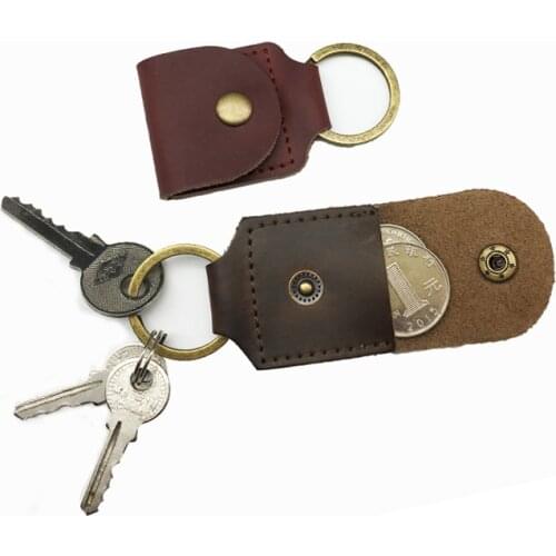 Genuine Leather Unisex Keychain Purse Men Housekeeper With Coin Purse