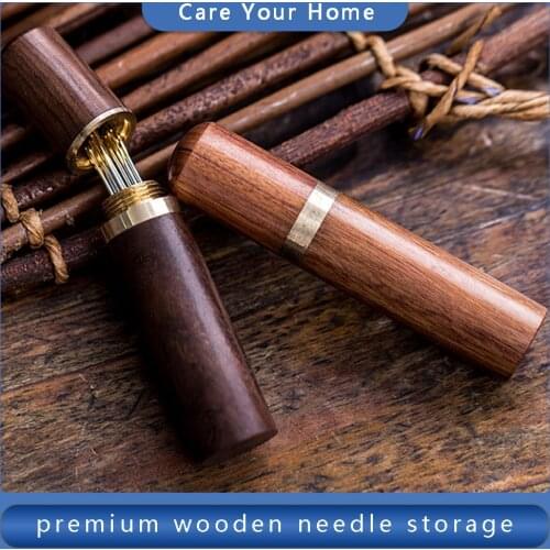 Sewing Needles Storage Crafts And Sewing Needles Storage Holder Wooden Box Sewing Needles Container Tube DIY Sewing Tools