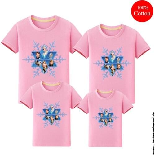 Disney Children T-Shirts Cartoon Frozen Anna Elsa Colorful Clothing Boy Girl Cotton Princess Short Sleeve Top Tee