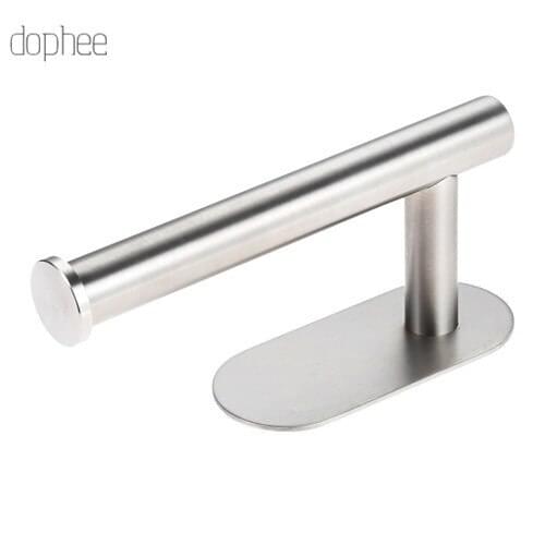 Dophee 1pc Toilet Roll Holder Toilet Paper Holder for Bathroom Stick on Wall Stainless Steel Brushed toilet paper