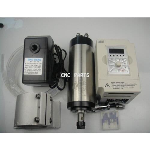 CNC milling spindle ER16 1.5KW water cooling spindle +water pump+spindle support + 1.5kw inverter+cnc engraving bits