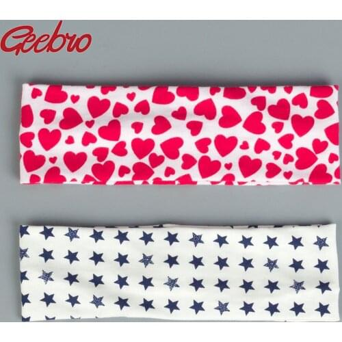 Geebro Personalized Star Love Print Headband For Baby Girls Boy Kids Children Cotton Stretchy Hairband Turban Wraps Accessories