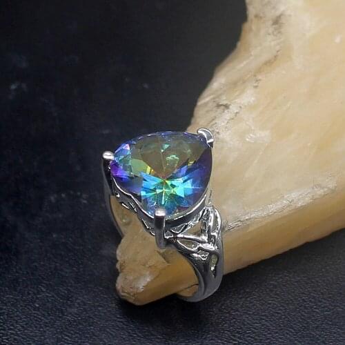 Gemstonefactory Jewelry Big Promotion Single Unique 925 Silver Heart Mystical Topaz Women Men Gifts Band Rings 7.5# 20212902