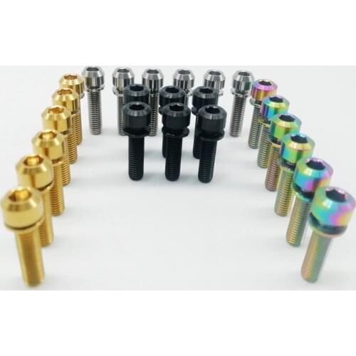 6pcs Super Light Titanium Ti M5x20mm Hex Socket With Washer round Head Bolt For Bike Bicycle Stems Handlebar