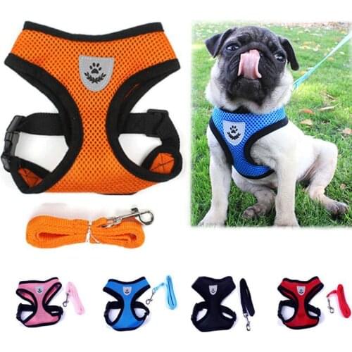 New Soft Breathable Air Nylon Mesh Puppy Dog Pet Cat Harness and Leash Set Dog Product for Small Medium Dog Chihuahua Vest Lead
