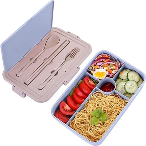 Wheat Straw Bento Box for Kids Lunch Containers with 5 Compartments for Adults BPA-Free Lunch Box Food Containers