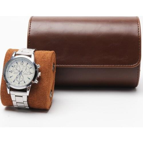 Leather Watch Roll Boxes Cylinder Storage Cushion Organizer Box Luxury Gift Box Travel Watch Case Portable Protect Pouch 2 Seats