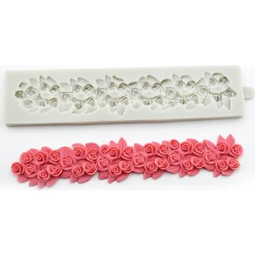 Beautiful rose fondant cake border decoration silicone mold for wedding birthday party flower shape cake baking tool