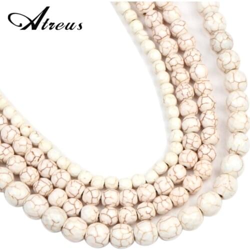Atreus Natural Stone White Turquoises Loose Spacer Beads 4/6/8/10mm Round Beads For Handmade Jewelry Making Finding