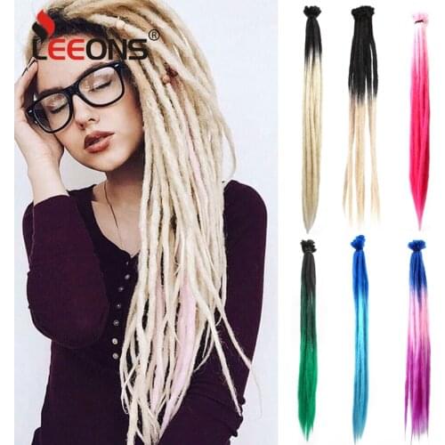 Leeons 5Pcs/Lot Dreadlock Braids 100% Handmade Brown 20 Inch Synthetic Hair Extension Dread Crochet Reggae Braids For Men/Women
