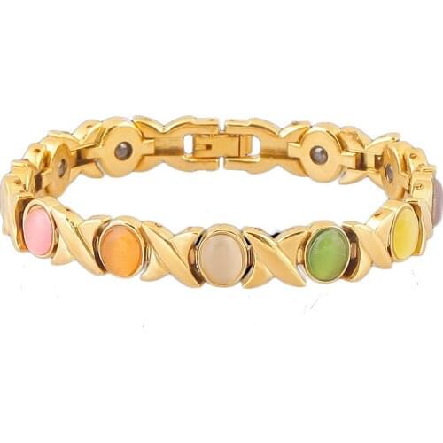 Hot Selling Opal Bracelet for Men and Women Gold-plated Trinkets Zinc Alloy Bracelet Popular Health Bracelet Bead Bracelet