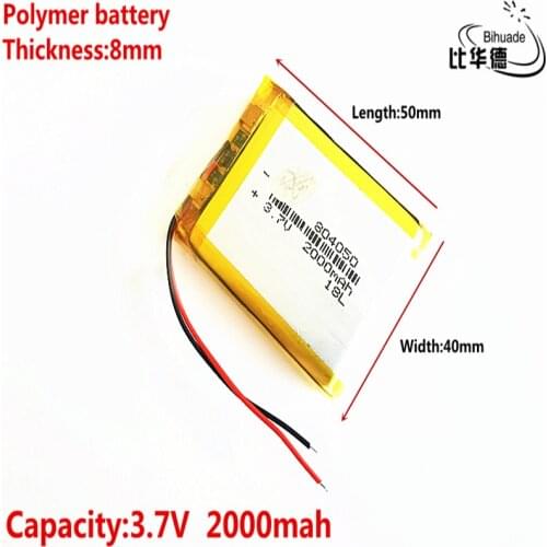 Liter energy battery Good Qulity 3.7V,2000mAH 804050 Polymer lithium ion / Li-ion battery for tablet pc BANK,GPS,mp3,mp4