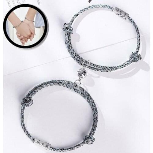 2Pcs Magnetic Couple Bracelet Braided Rope Distance Attract Eachother Wrist Chain Jewelry Lover Friendship Rope Bracelets