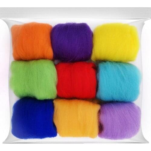 10g Merino Wool (9 Colors) 19 Microns Superfine Felt Wool Roving Wool Sheep Wool Needle Felting Wool for Wool Felting Kit (K)